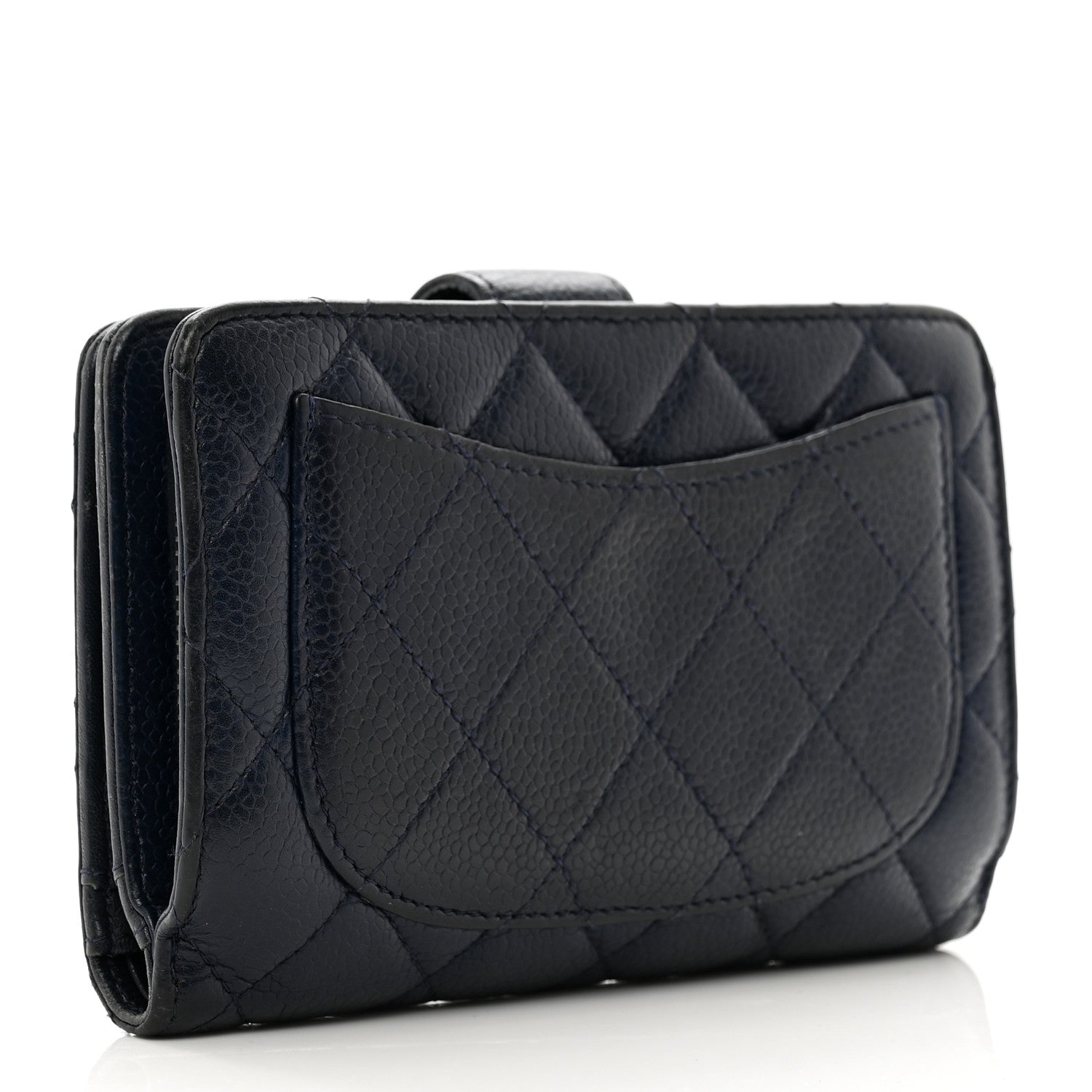 Chanel Caviar Quilted CC French Wallet Navy 3 of 12