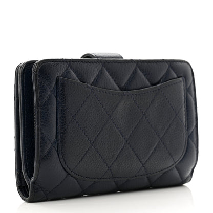Chanel Caviar Quilted CC French Wallet Navy 3 of 12