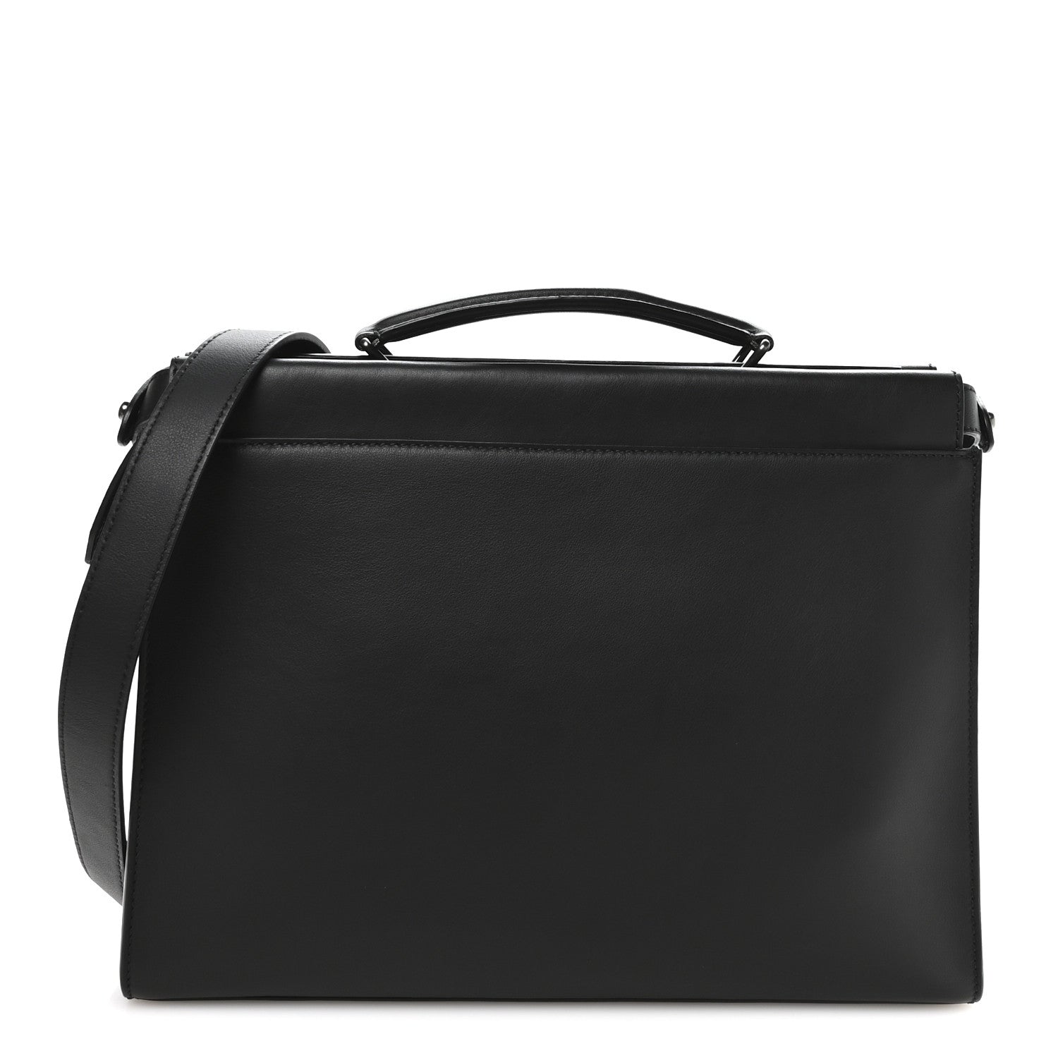 Fendi Vitello Grace FF 1974 Embossed Large Peekaboo Iconic Fit Satchel Black 1 of 9