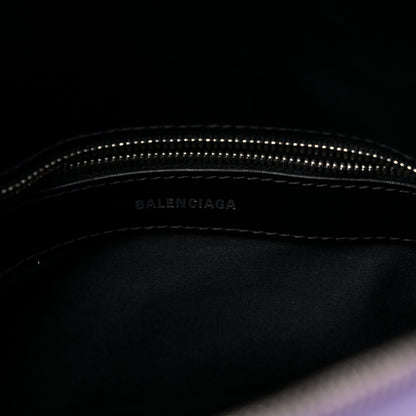Balenciaga Shiny Calfskin Logo Crocodile Embossed S Ville Top Handle Bag Lilac White 6 of 11