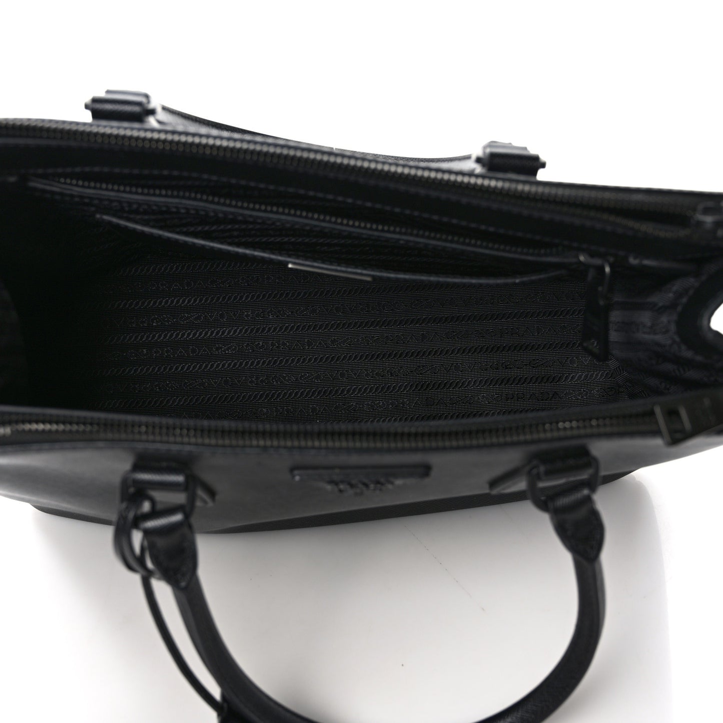 Saffiano Lux Monochrome Large Galleria Double Zip Tote Black