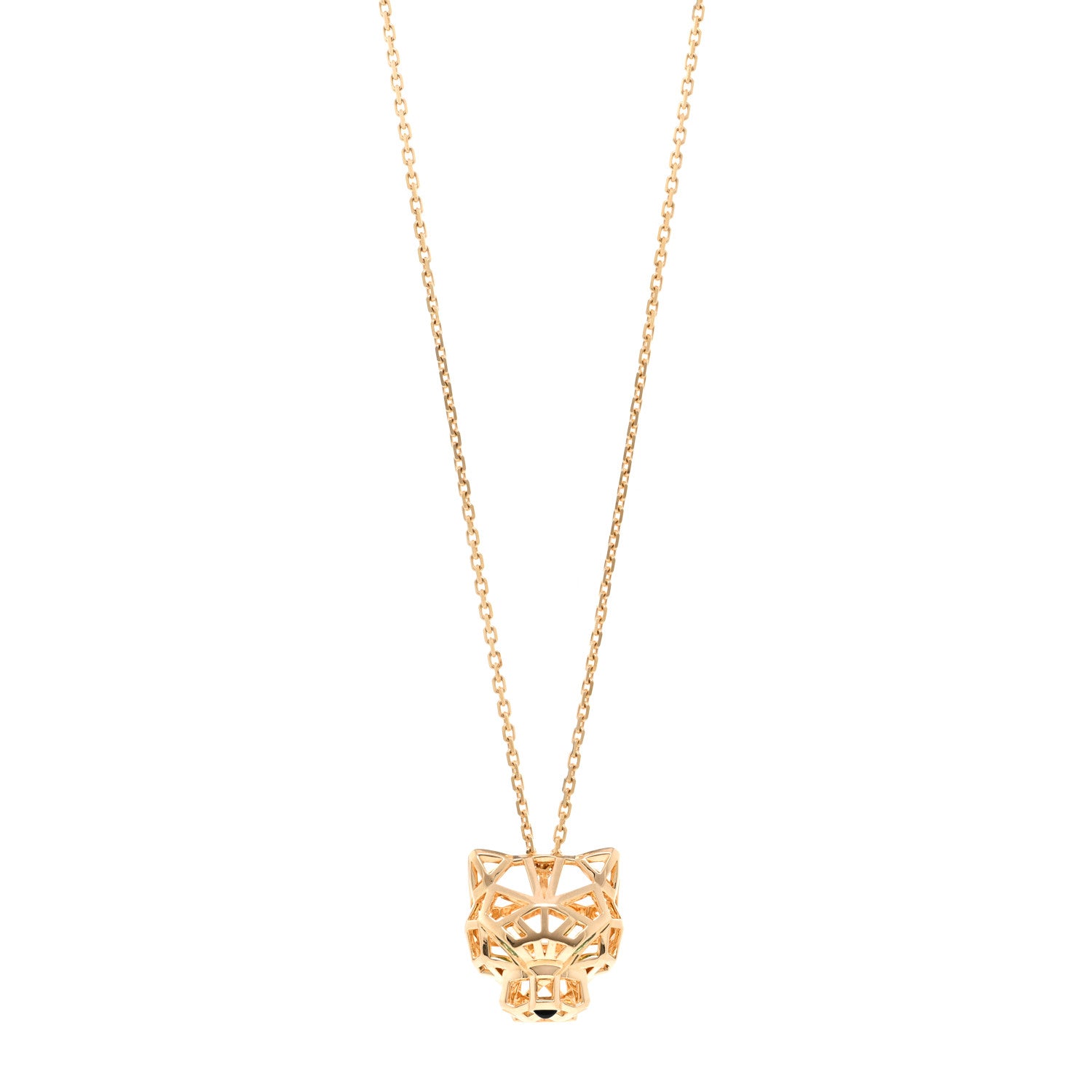 Cartier 18K Yellow Gold Tsavorite Black Onyx Panthere De Cartier Pendant Necklace 1 of 5