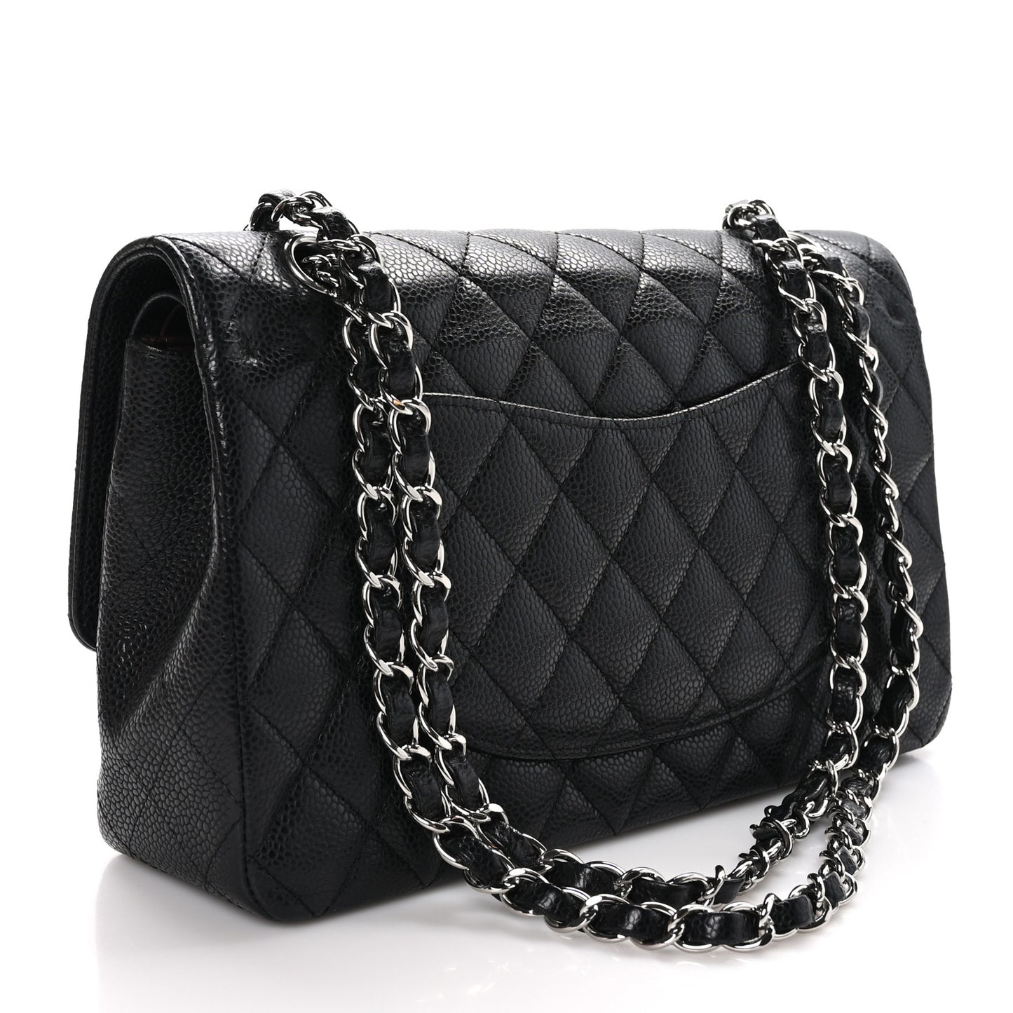 Caviar Quilted Medium Double Flap Black