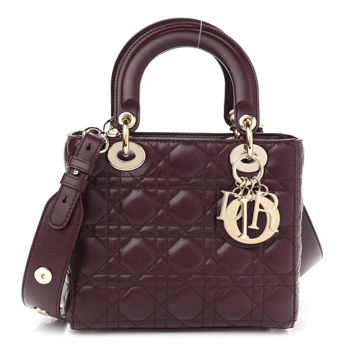 Lambskin Cannage Small Lucky Badges My Lady Dior Burgundy