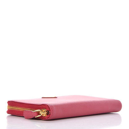Prada Saffiano Triangle Zip Around Wallet Peonia 4 of 9