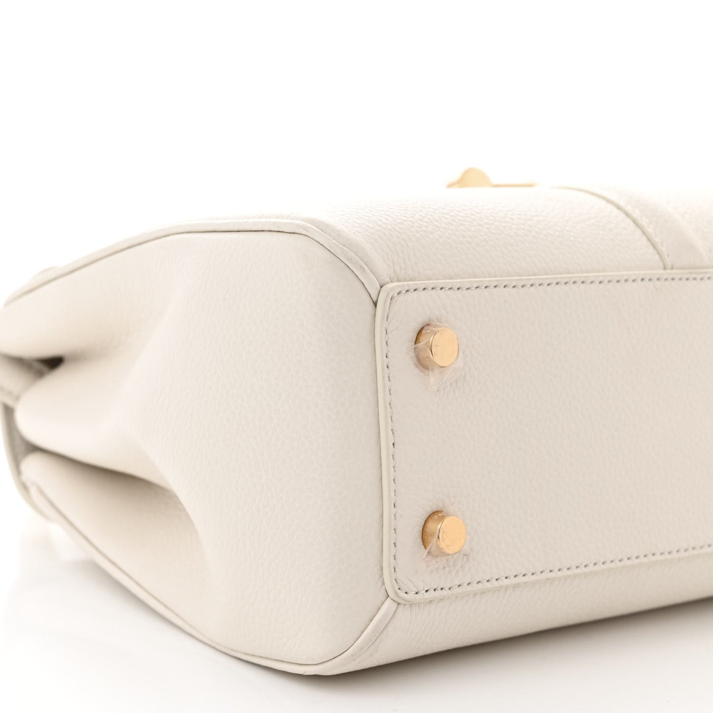 Grained Calfskin Small 16 Top Handle Bag White