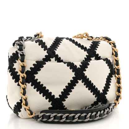 Chanel Calfskin Crochet Medium Chanel 19 Flap White Black 3 of 11