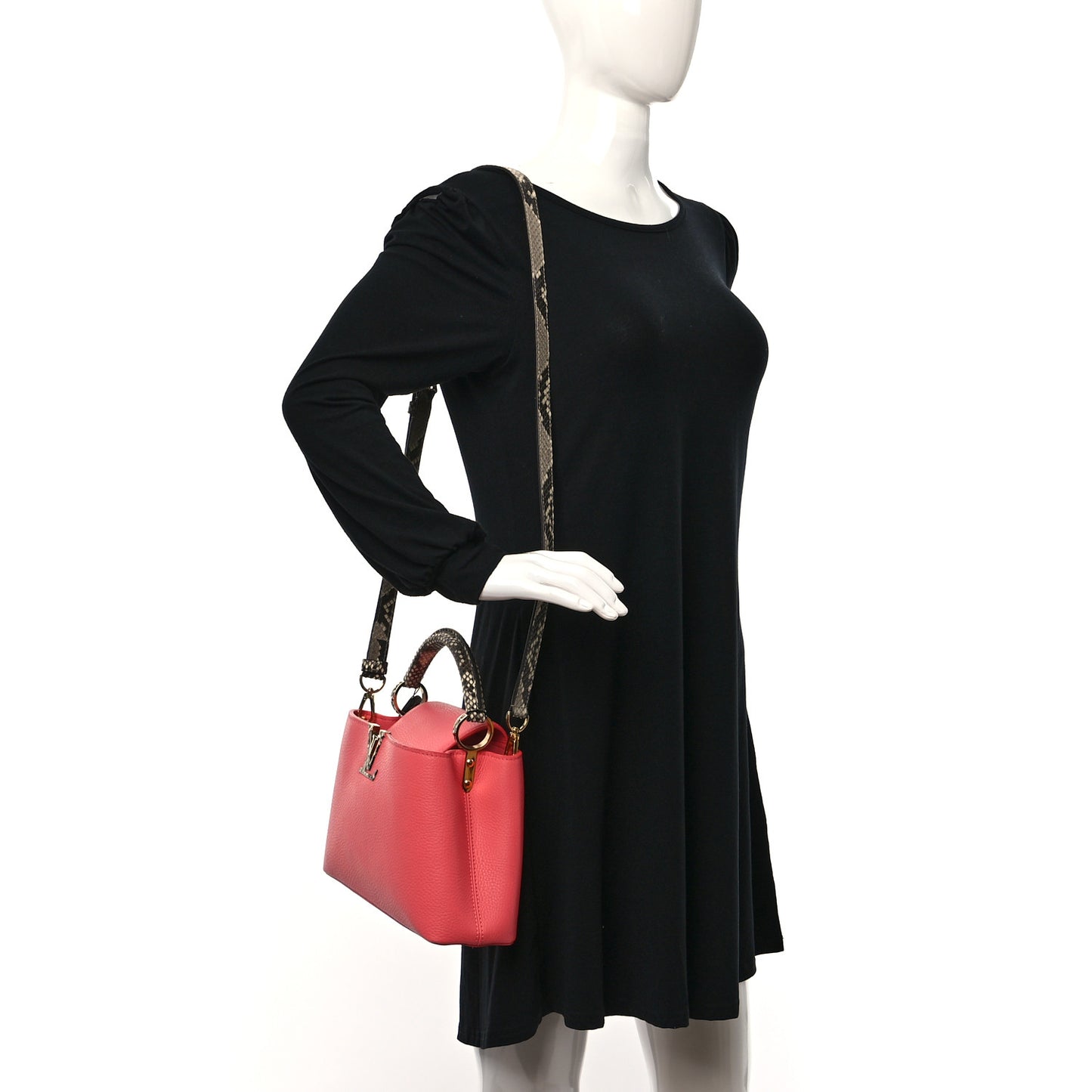Taurillon Snakeskin Capucines PM Coral