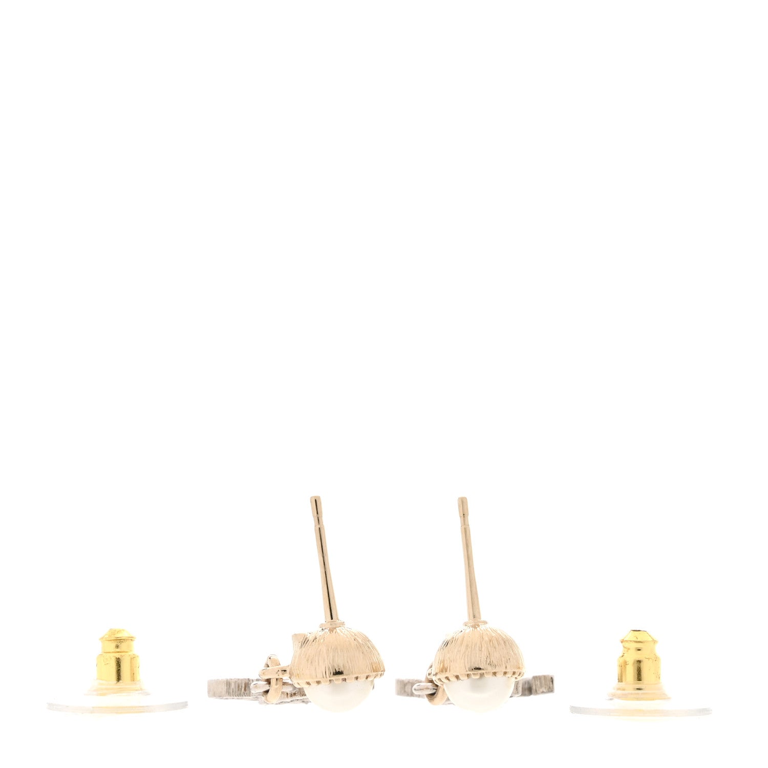 Chanel Crystal Pearl CC Drop Earrings Silver Pearly White 3 of 5