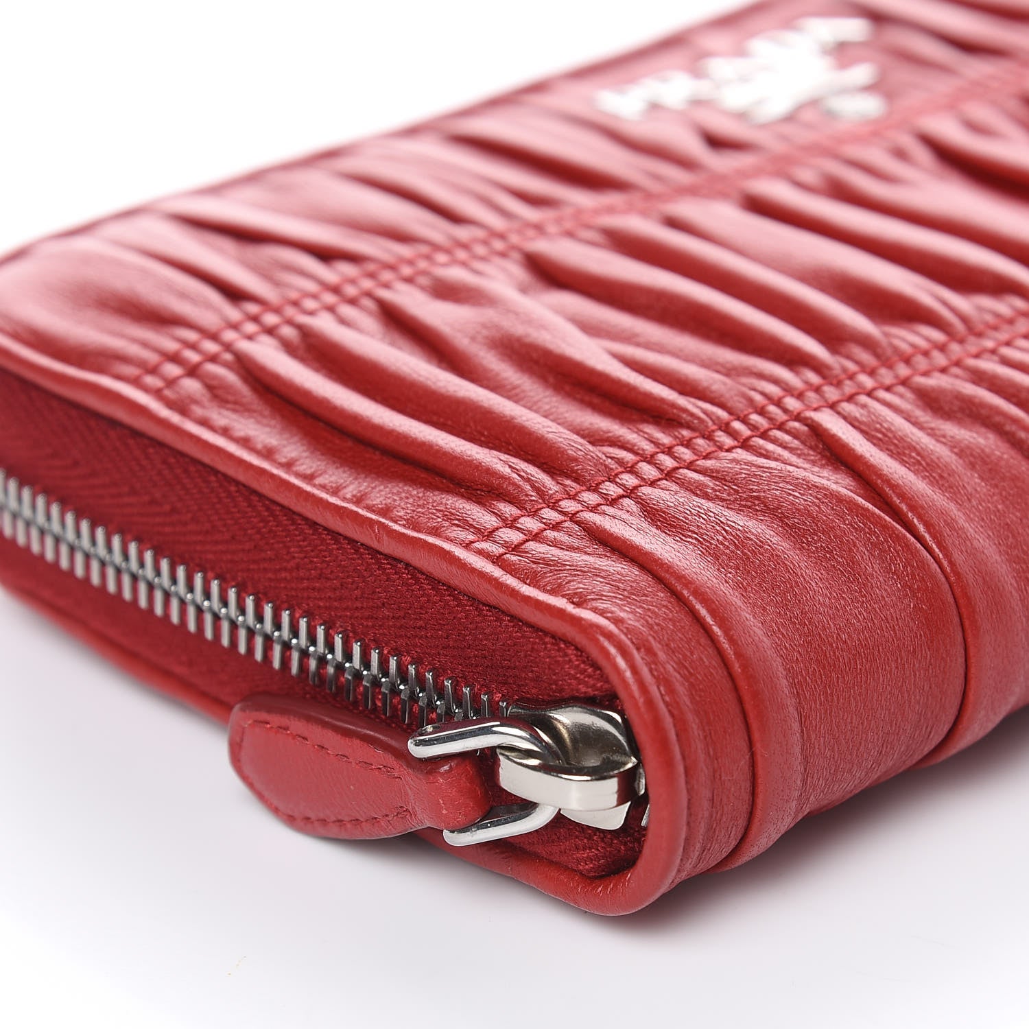 Prada Nappa Gaufre Zip Around Wallet Fuoco 9 of 11