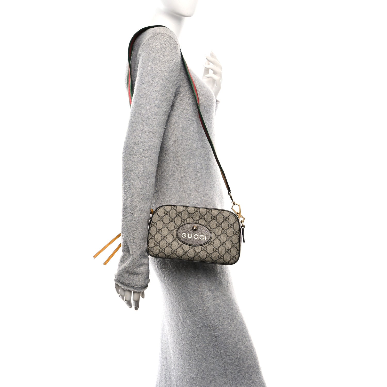 Gucci GG Supreme Monogram Web Neo Vintage Shoulder Bag Beige New Acero Crop 2 of 11