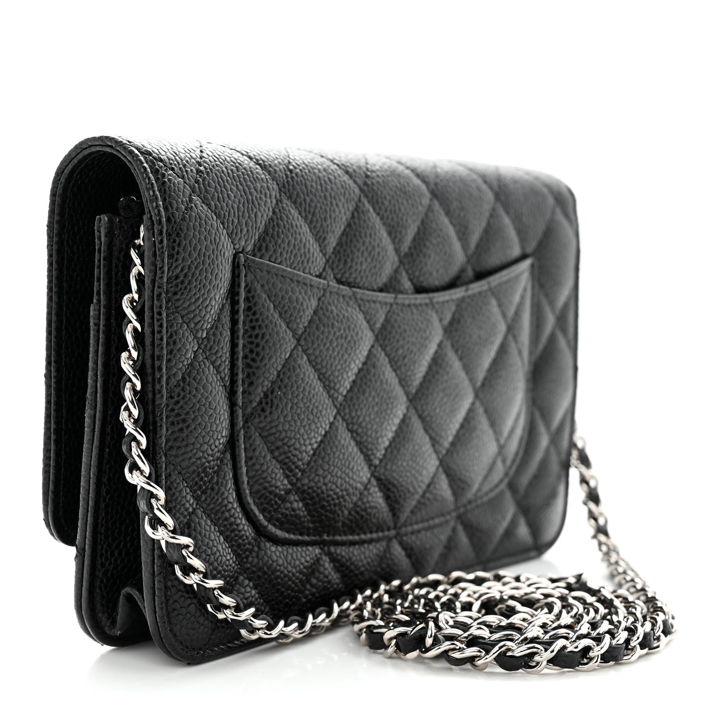 Caviar Quilted Wallet on Chain WOC Black