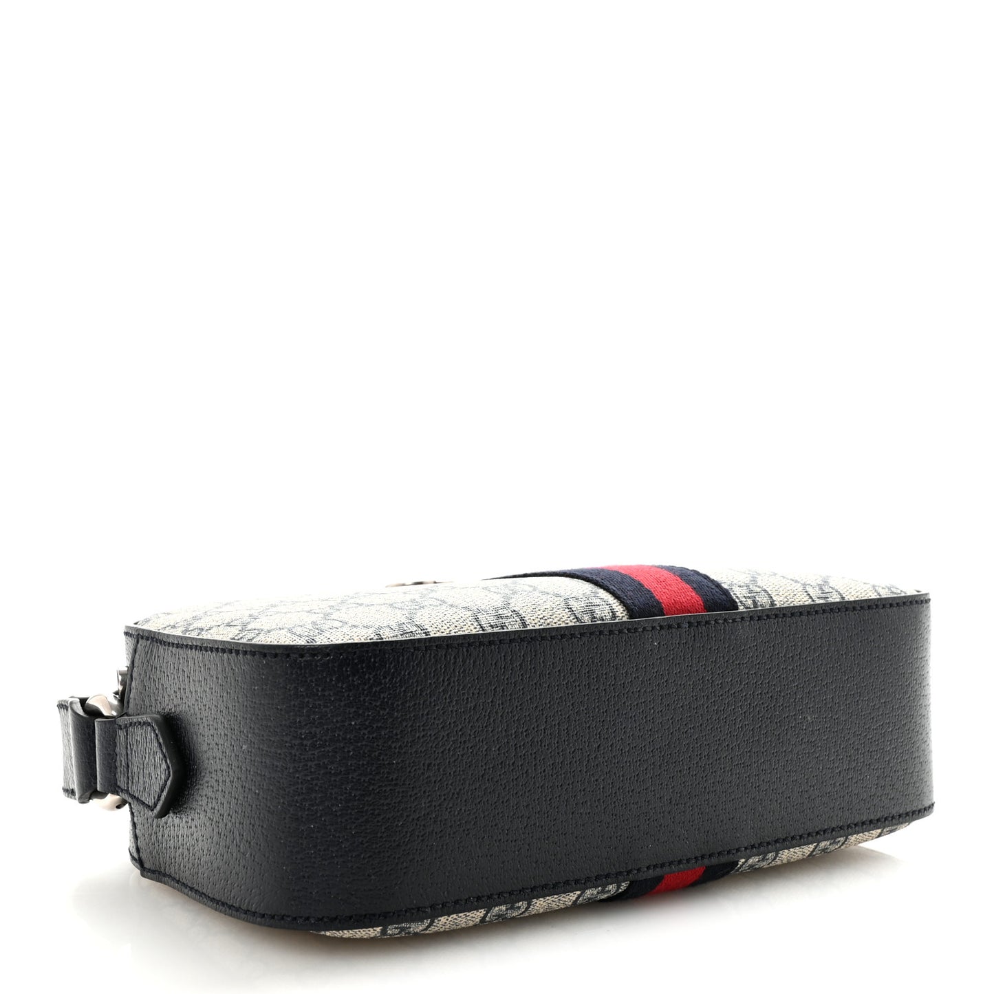 GG Supreme Monogram Textured Dollar Calfskin Web Small Ophidia Camera Bag Beige Blue