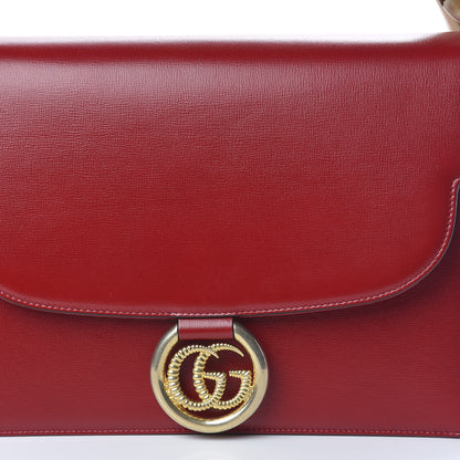 Gucci Textured Calfskin Silk Scarf Medium Torchon GG Ring Shoulder Bag Red 8 of 10