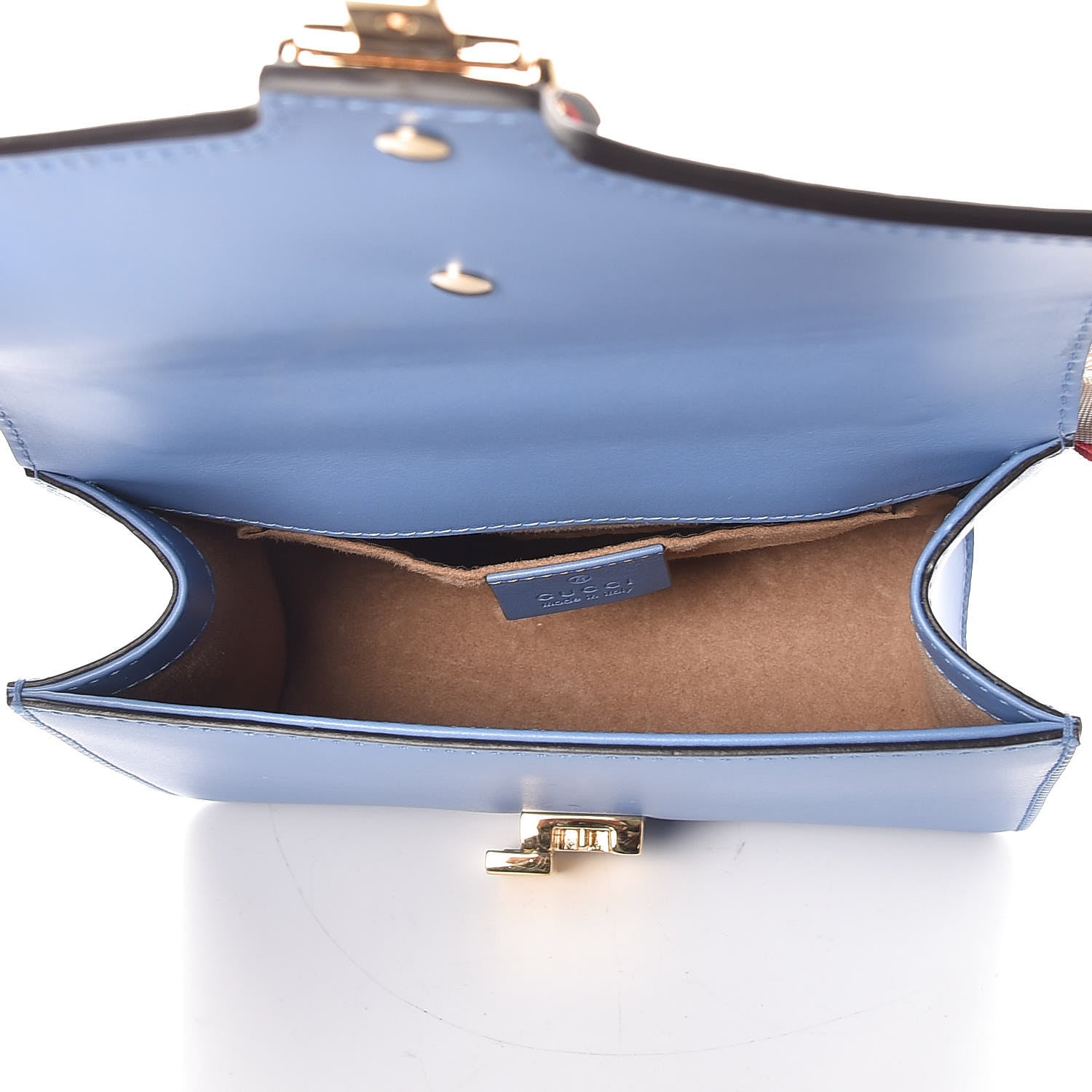 Gucci Calfskin Mini Sylvie Chain Shoulder Bag Clear Sky Blue 5 of 7