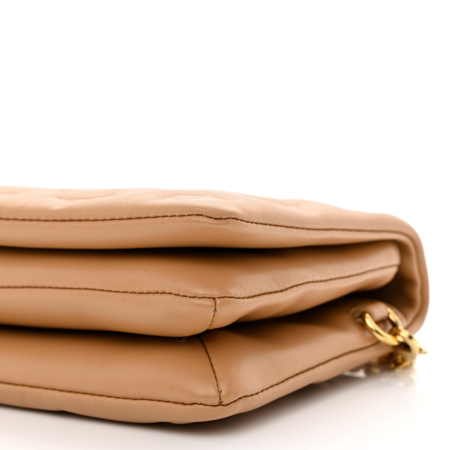 Lambskin Embossed Monogram Pochette Coussin Camel