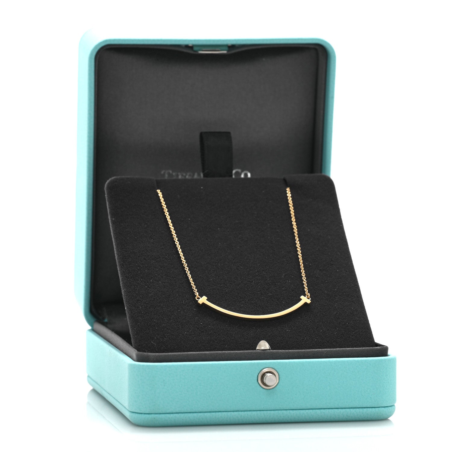 Tiffany 18K Yellow Gold Small T Smile Pendant Necklace 5 of 5
