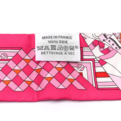 Hermes Silk De l'Ombrelle Aux Duels Twilly Fuchsia Rose Pale 4 of 5