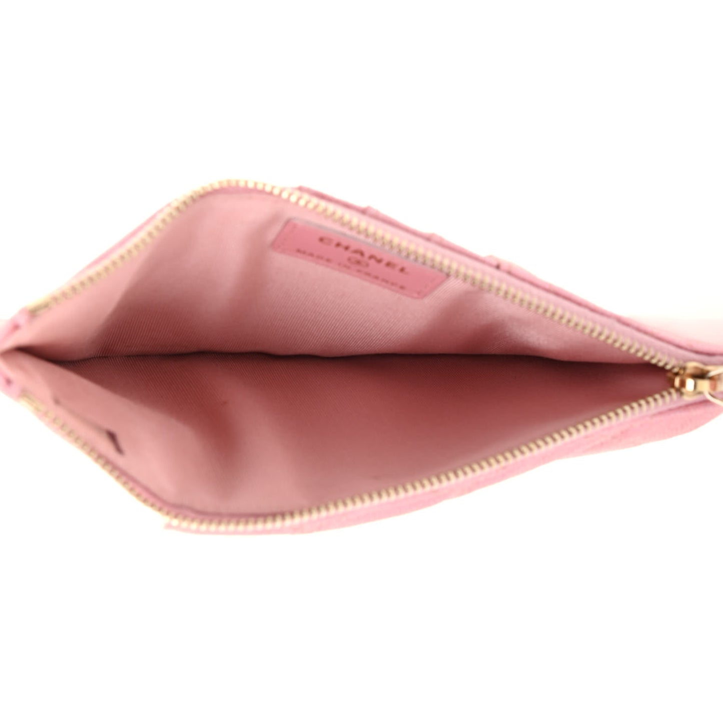 Iridescent Caviar Quilted Classic Flat Wallet Pouch Pink