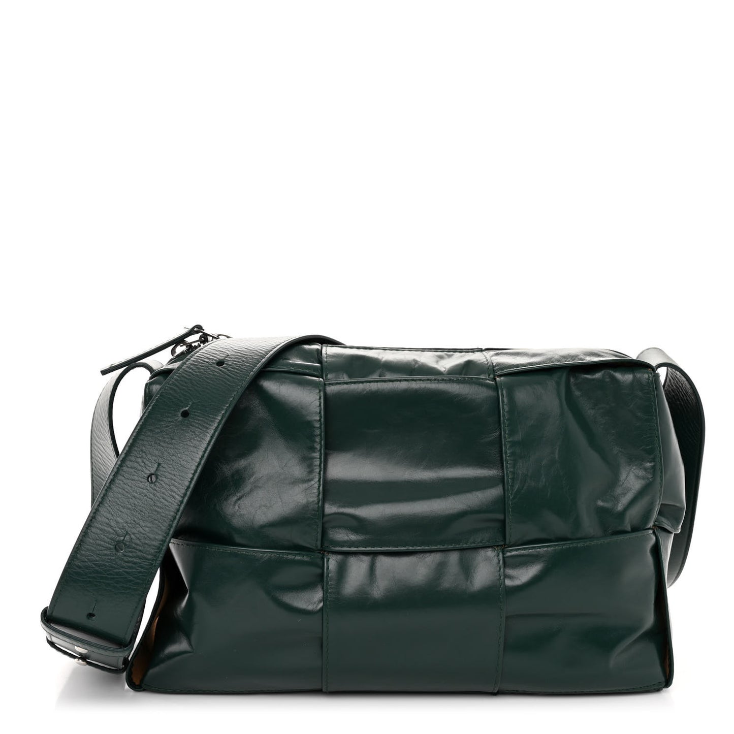 Paper Calfskin Maxi Intreccio Medium Arco Camera Bag Emerald Green