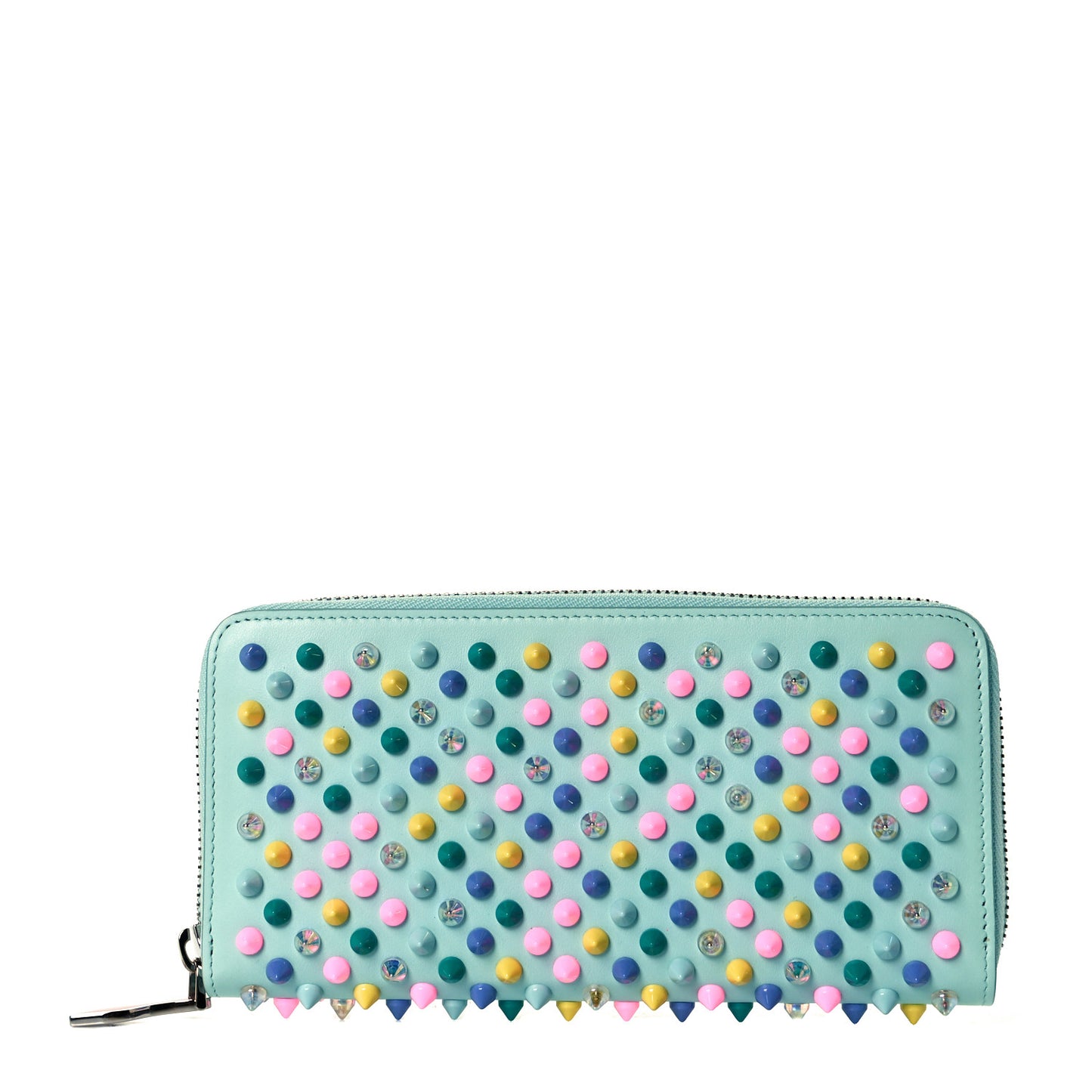 Calfskin Panettone Spiked Zip Around Wallet Source Multicolor