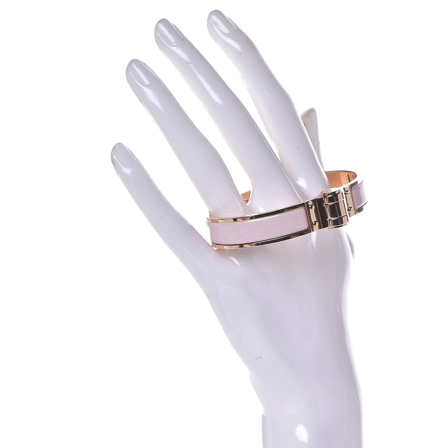 Enamel Charniere Uni Narrow Hinged Bracelet M Rose Candeur