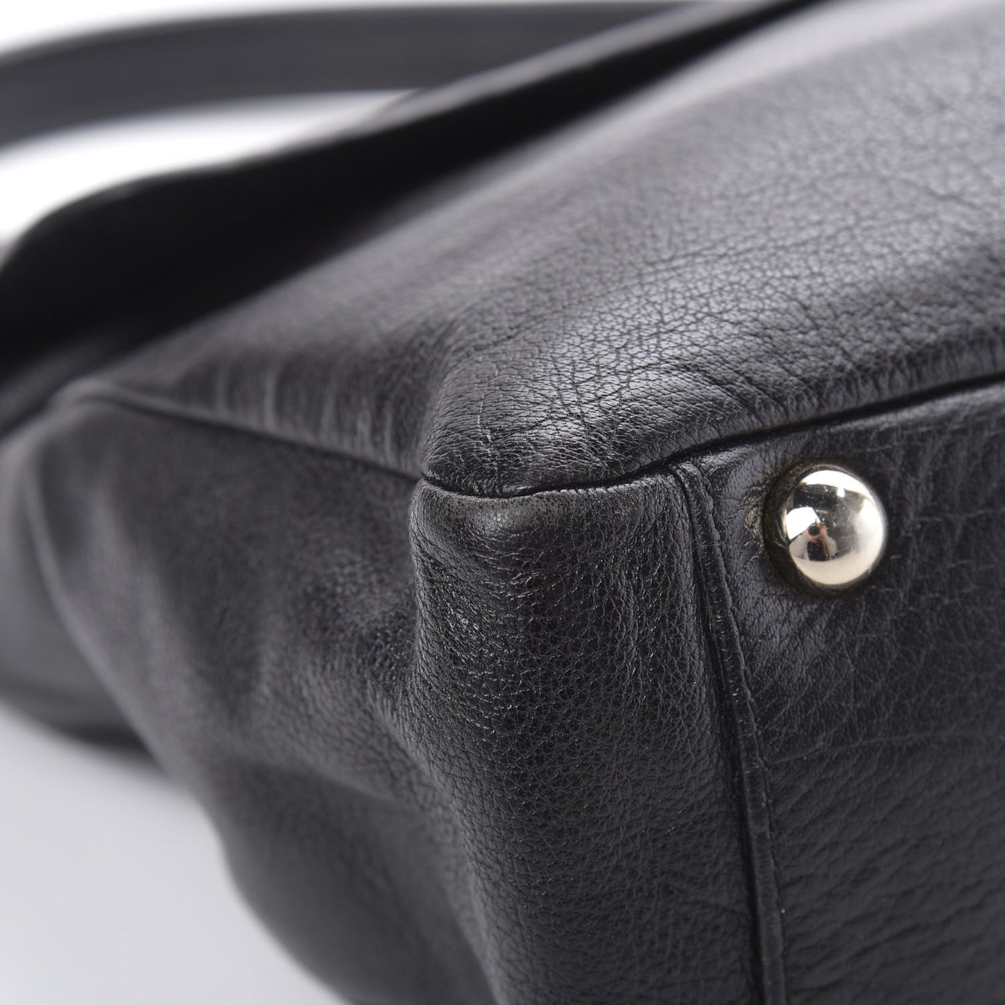 Calfskin Push Lock Satchel Black
