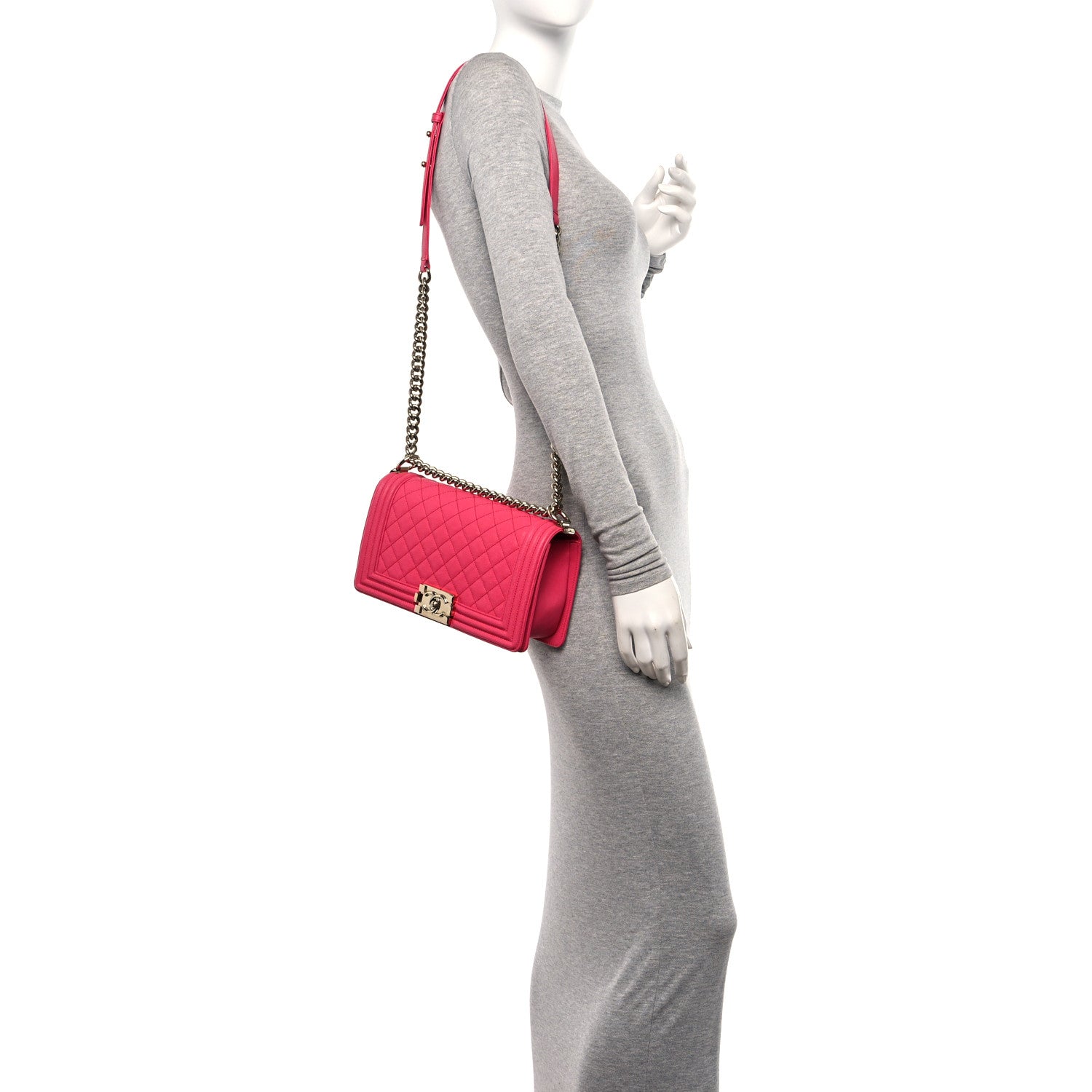 Chanel Caviar Quilted Medium Boy Flap Dark Pink 2 of 10