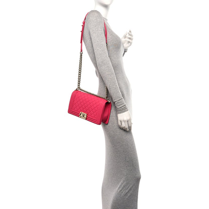 Chanel Caviar Quilted Medium Boy Flap Dark Pink 2 of 10