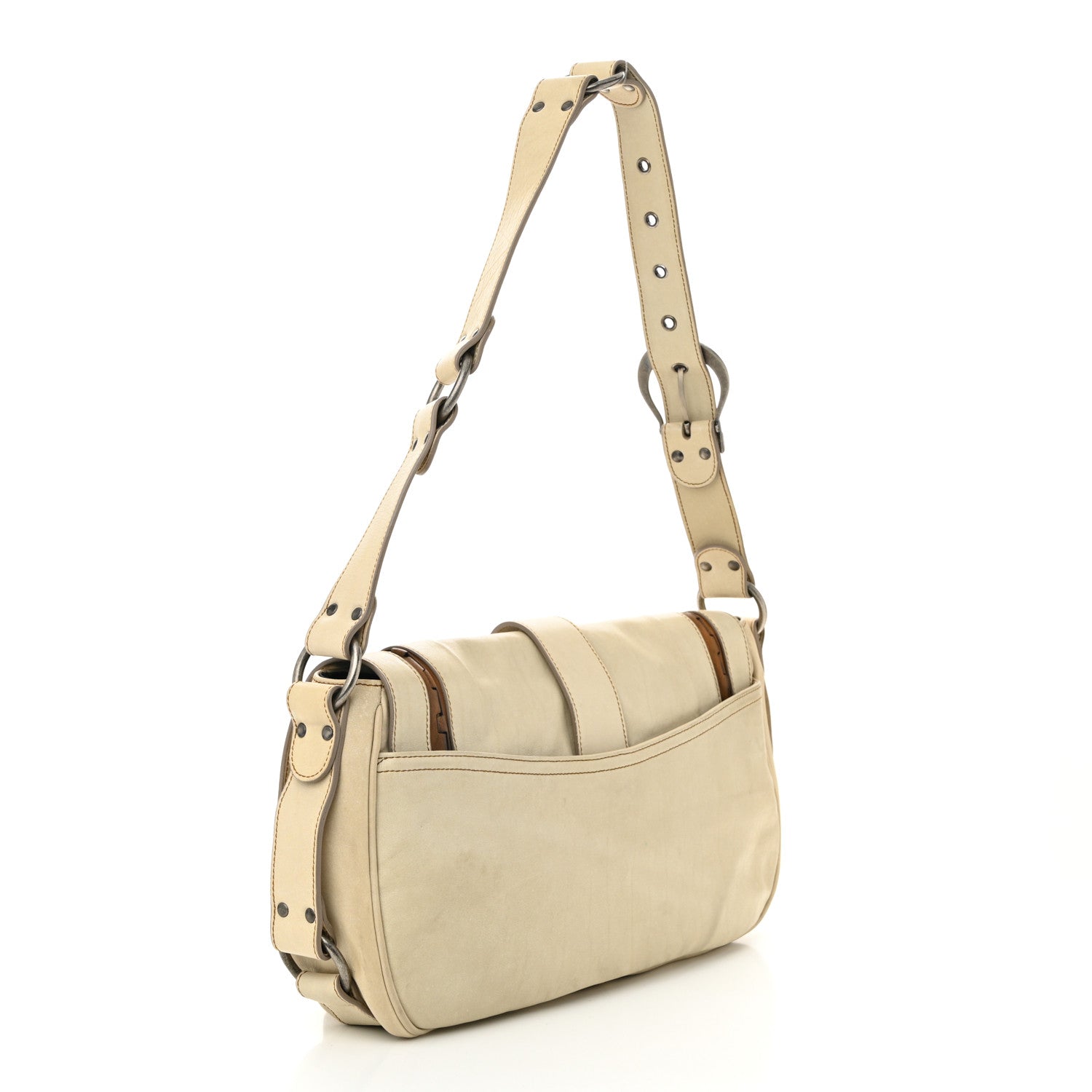 Christian Dior Calfskin Medium Gaucho Double Saddle Bag Ivory 3 of 11