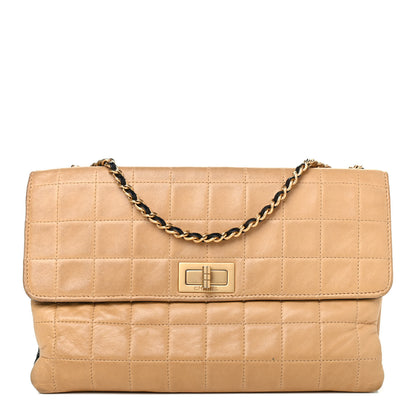 Chanel Lambskin Chocolate Bar Double Sided Shoulder Clutch Black Beige 1 of 4