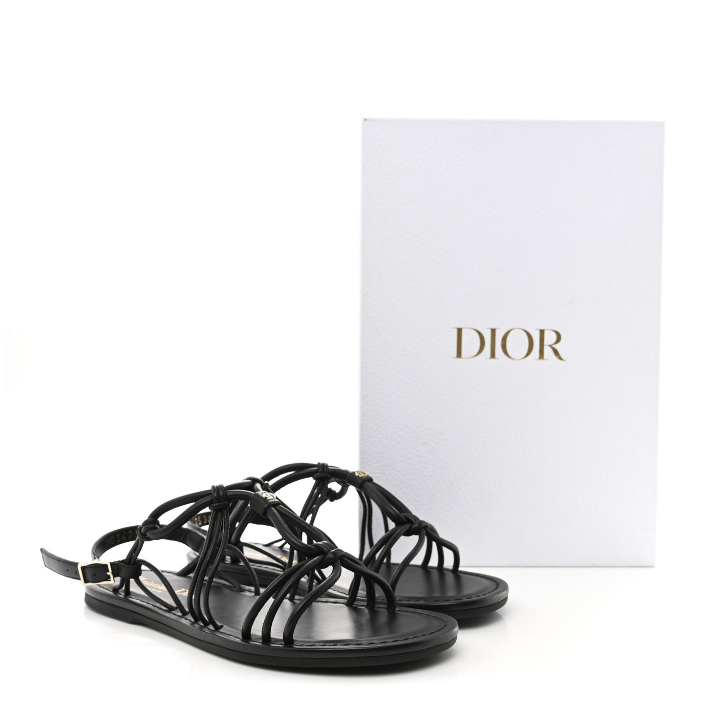 Lambskin Dioriviera D-Sand Sandals 36 Black