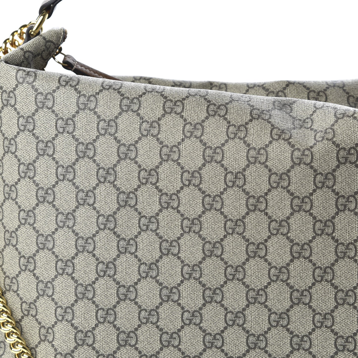 GG Supreme Monogram Large Linea A Hobo Light Brown