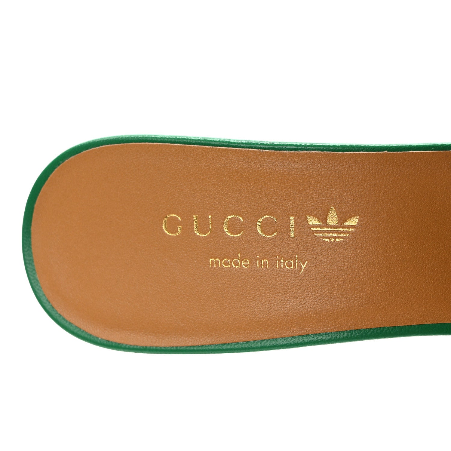 Gucci X ADIDAS Nappa Charlotte Suede Monogram Jumbo GG Trefoil 75mm Slide Sandals 36 New Shamarock Ivoire 7 of 9