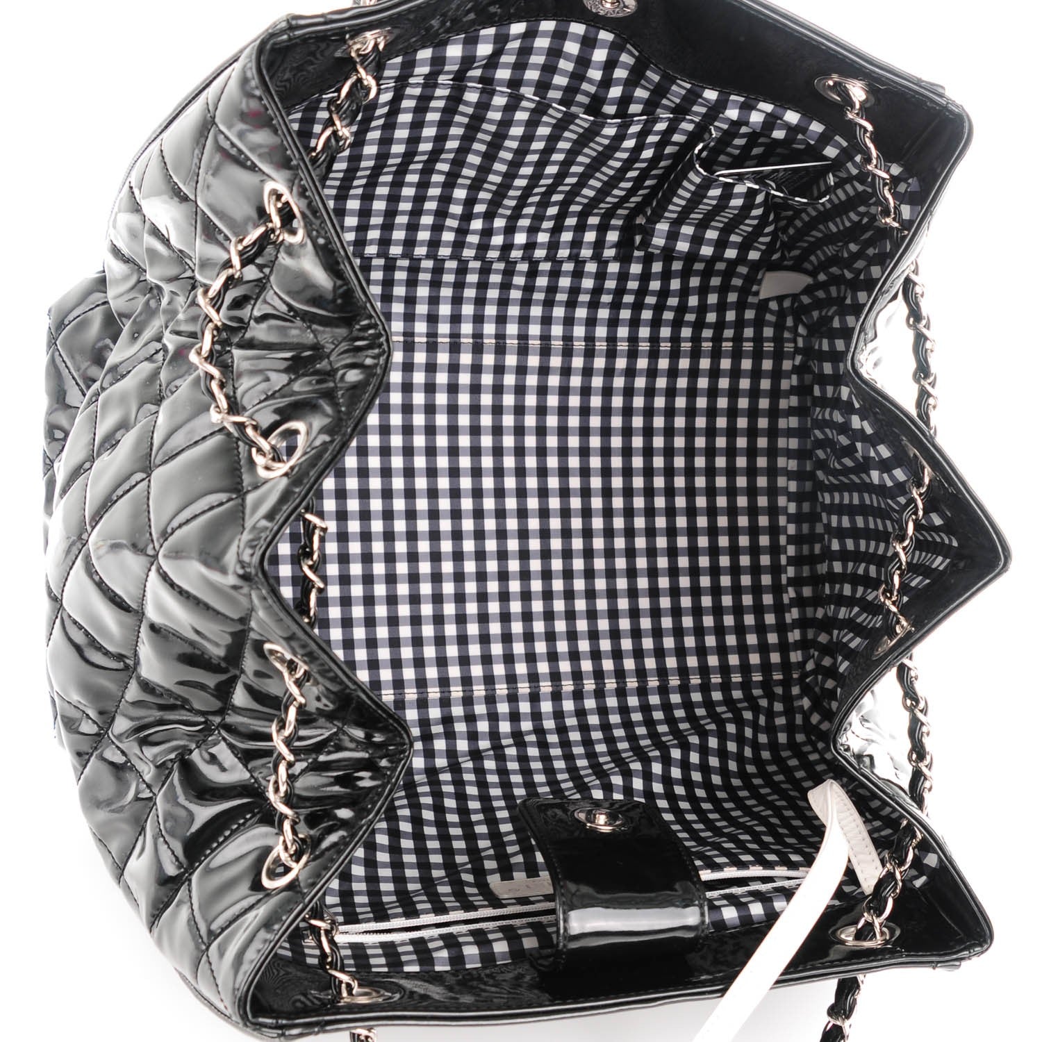 Chanel Vinyl Large Lipstick Ligne Accordion Tote Black 5 of 7