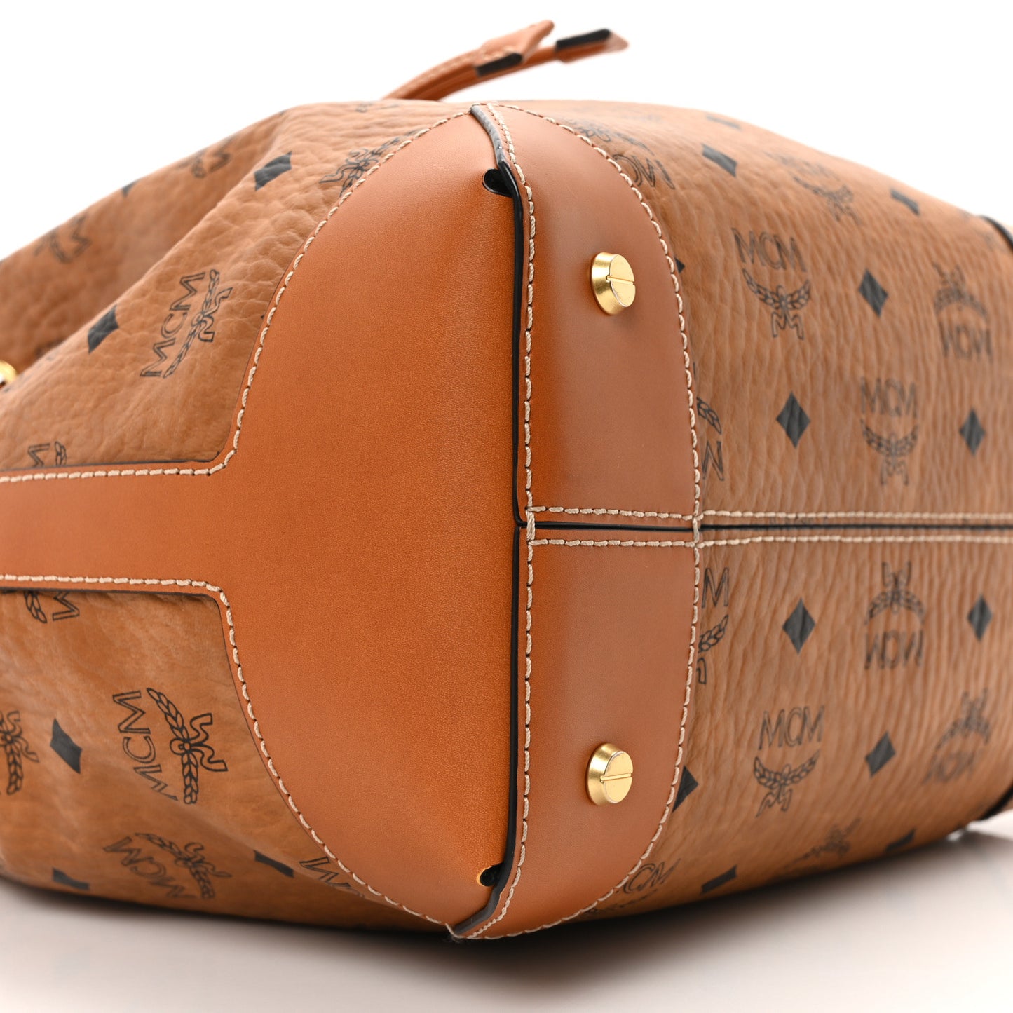Visetos Small Soft Berlin Drawstring Bucket Bag Cognac