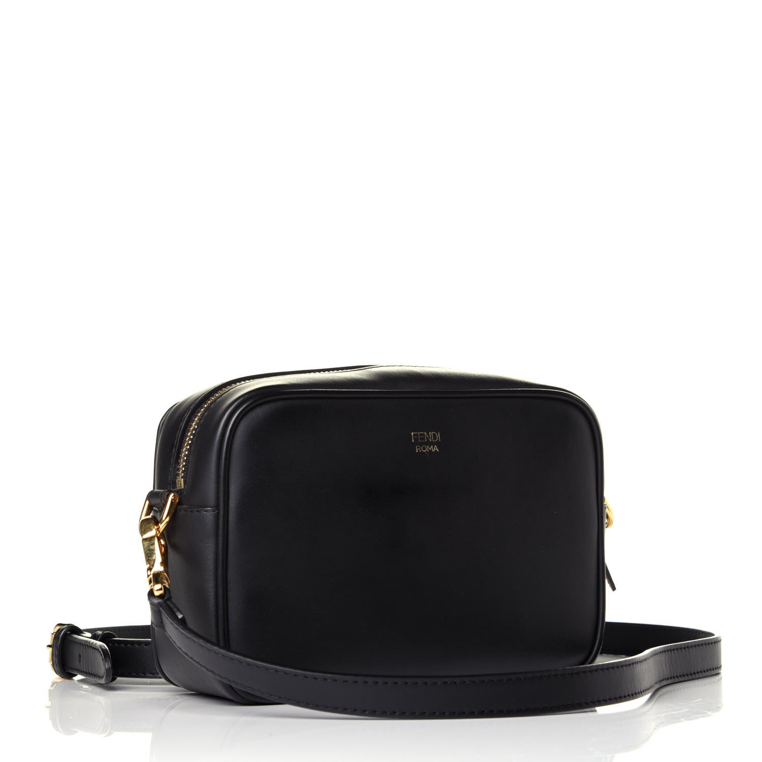 Fendi Vitello Century Bi-Color FF 1974 Embossed Mini Camera Case Maya Black 3 of 9