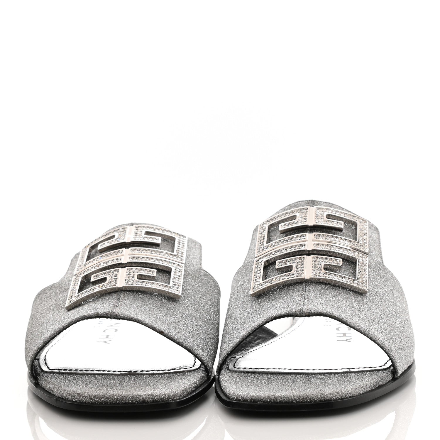 Givenchy Glitter Embellished Calfskin 4G Flat Sandals 36.5 Silver 2 of 10