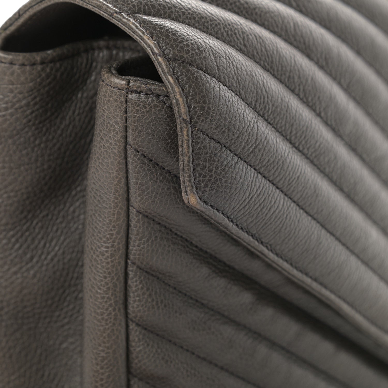 Saint Laurent Calfskin Matelasse Chevron Monogram Large College Satchel Light Coal 14 of 18