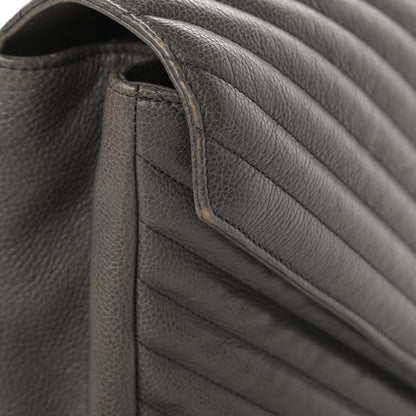 Saint Laurent Calfskin Matelasse Chevron Monogram Large College Satchel Light Coal 14 of 18