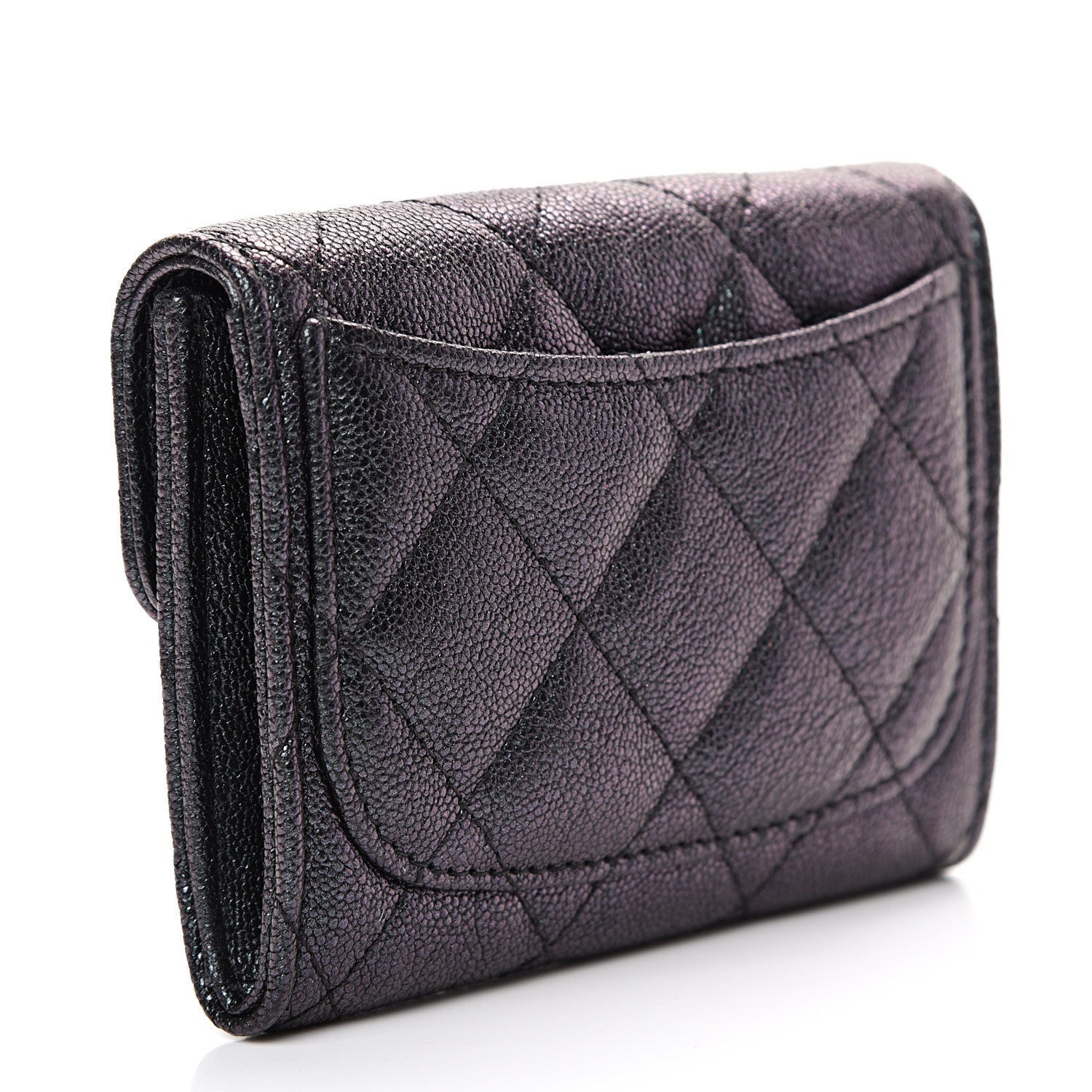 Chanel Iridescent Caviar Quilted Flap Card Holder Wallet Black 2 of 8
