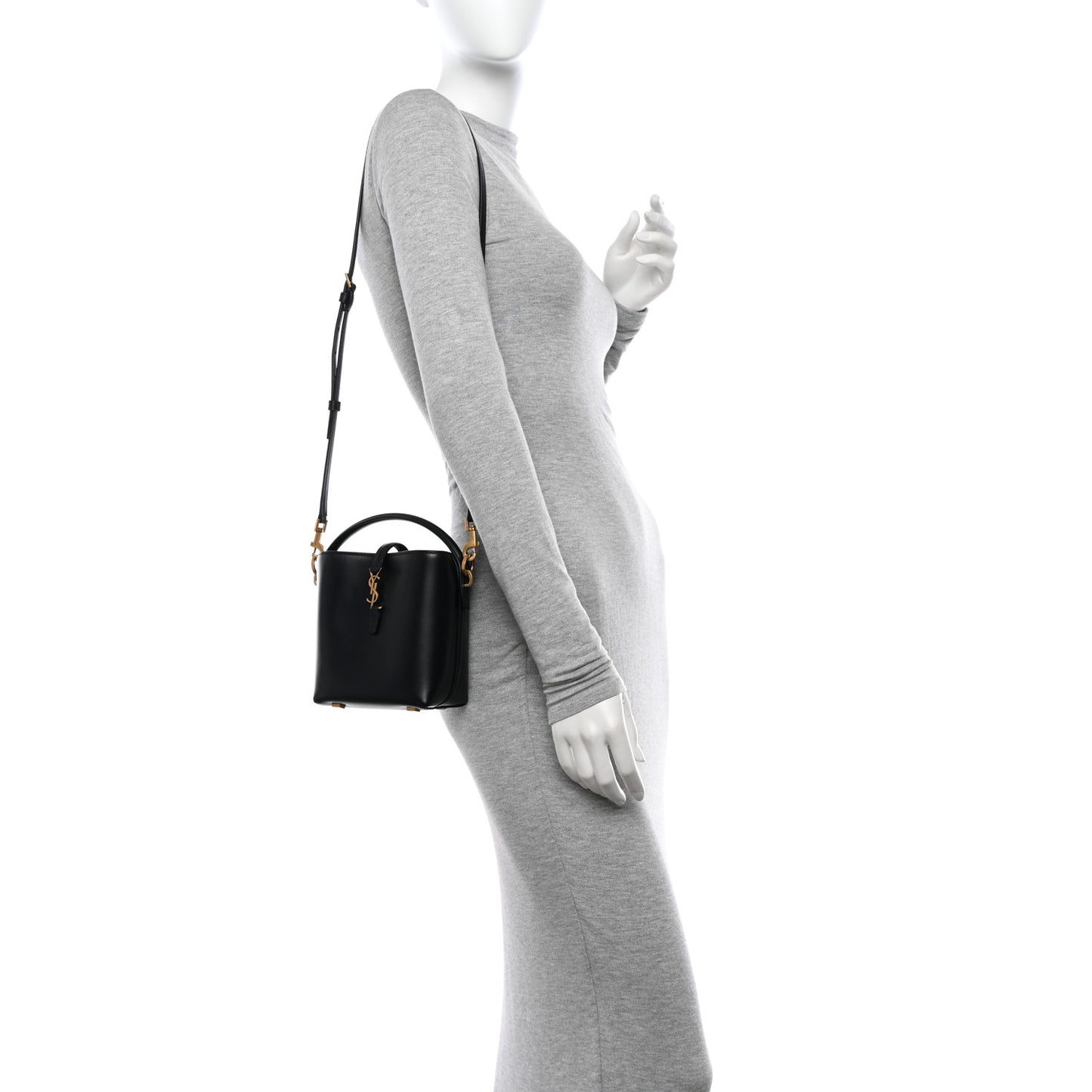Shiny Calfskin Le 37 Mini Bucket Bag Black