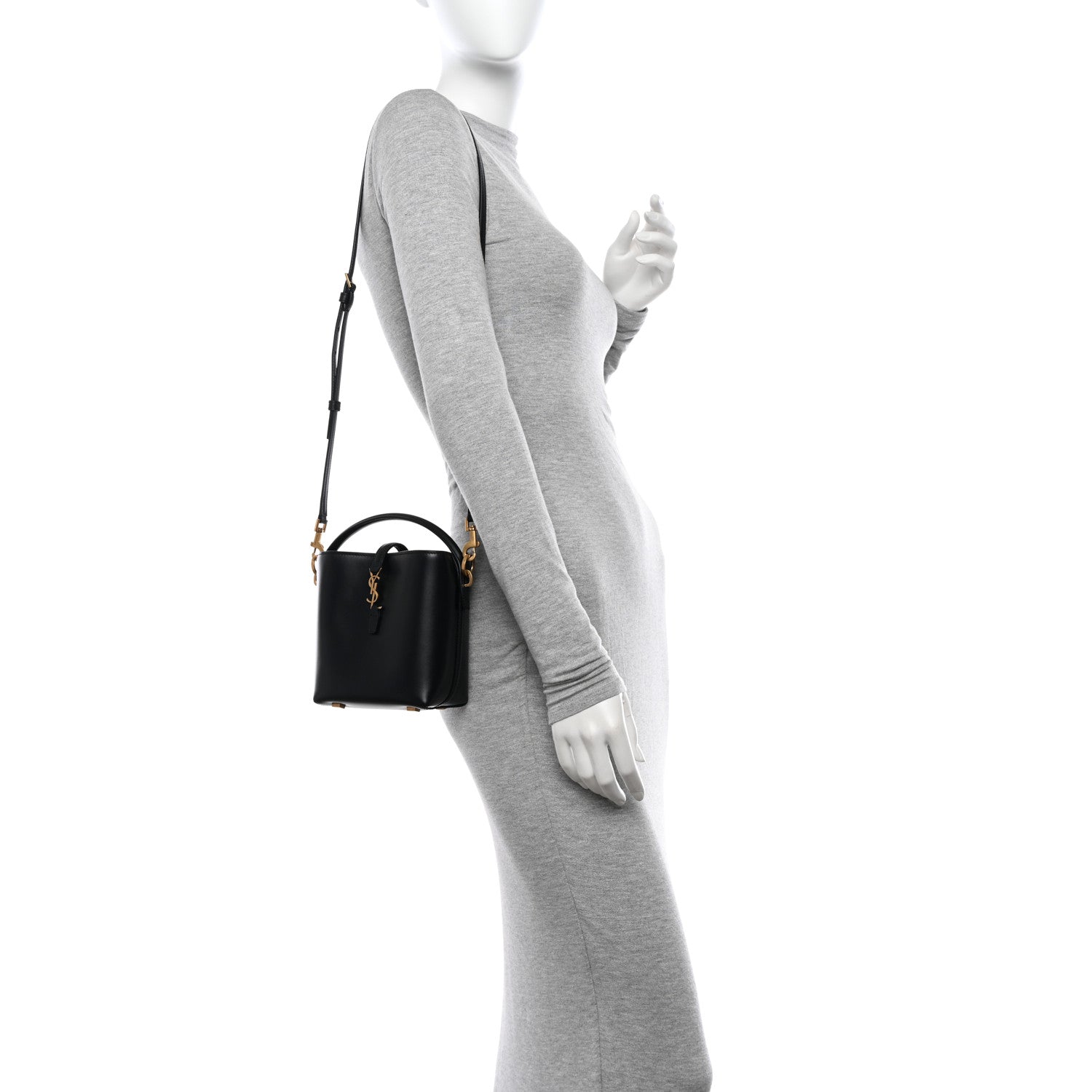 Saint Laurent Shiny Calfskin Le 37 Mini Bucket Bag Black 2 of 11