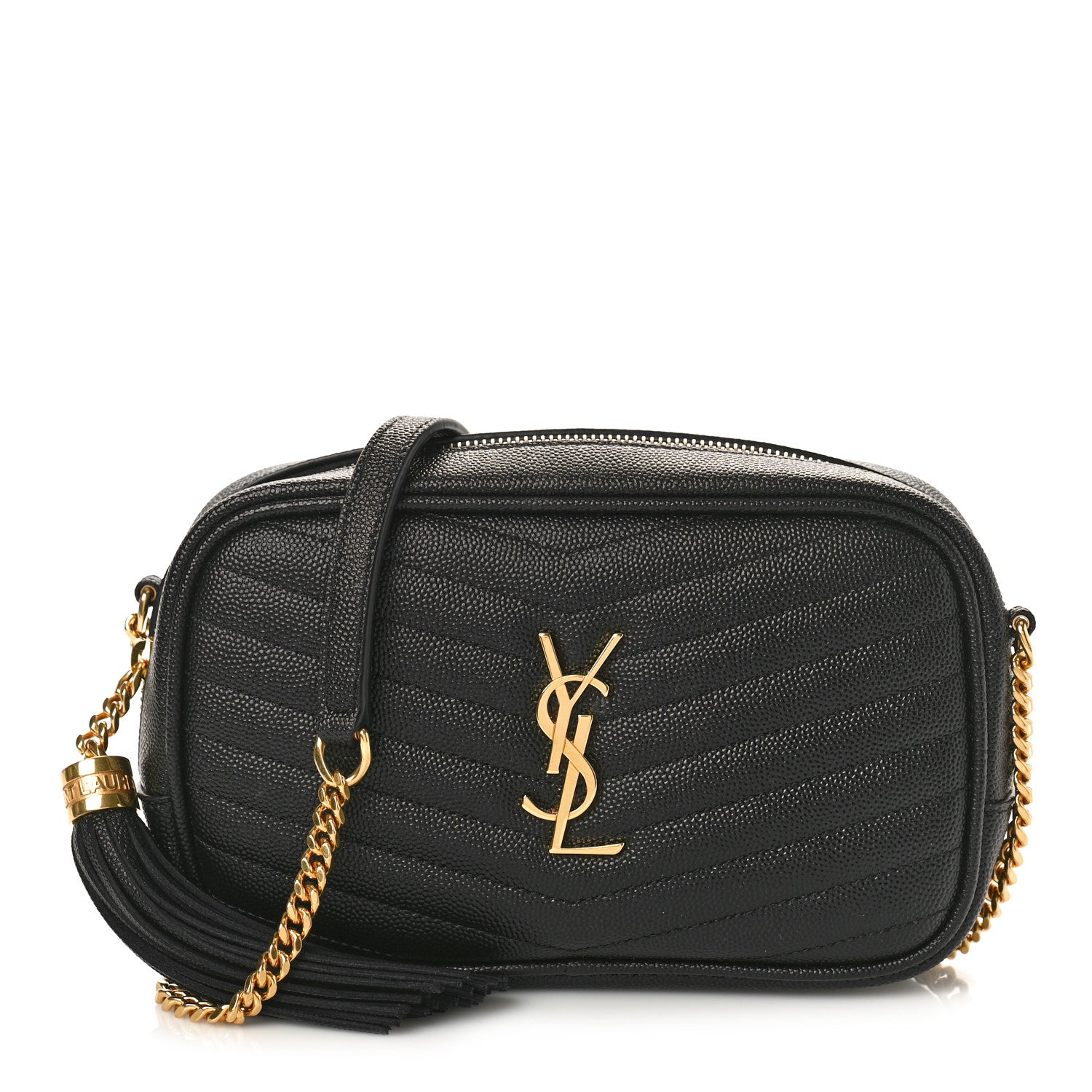 Saint Laurent SAINT LAURENT Grain De Poudre Matelasse Monogram Mini Lou Camera Bag Black 1 of 9