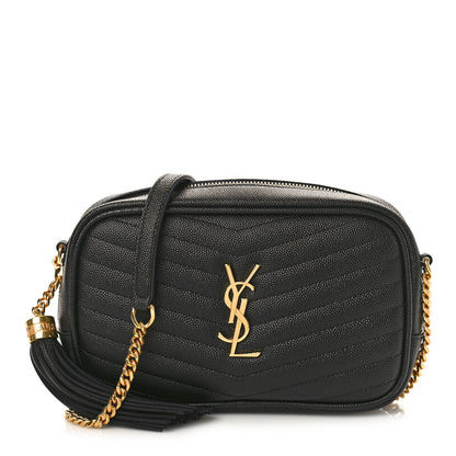 Saint Laurent SAINT LAURENT Grain De Poudre Matelasse Monogram Mini Lou Camera Bag Black 1 of 9
