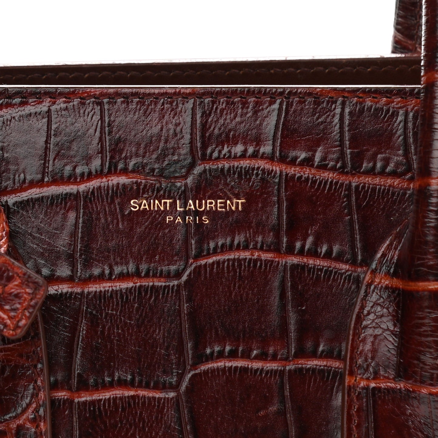 Calfskin Crocodile Embossed Small Sac de Jour Dark Blood
