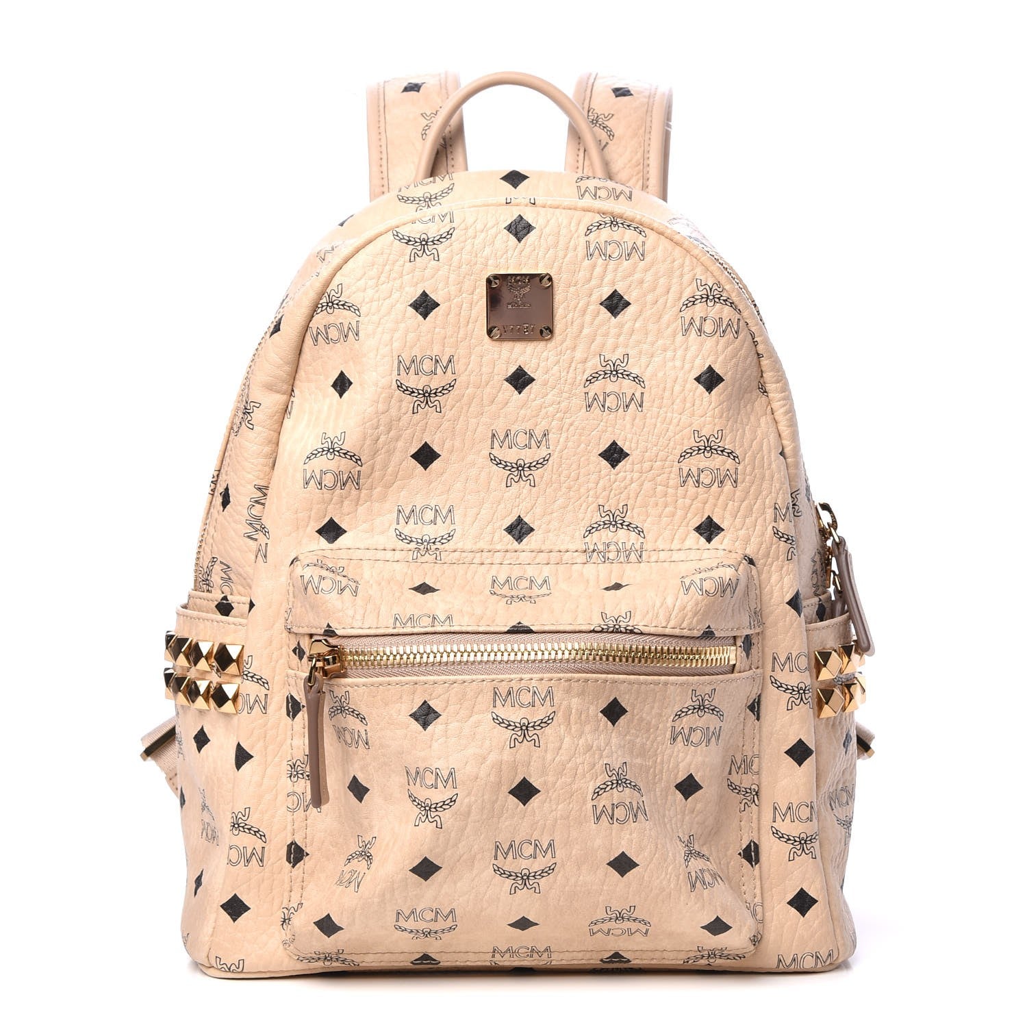 MCM Visetos Small Side Stud Stark Backpack Beige 1 of 10