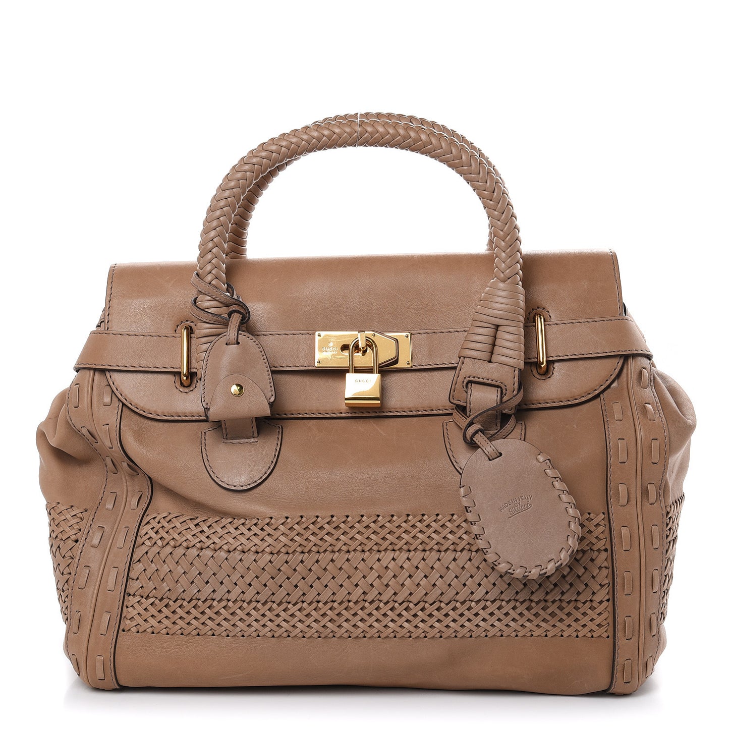 Calfskin Handmade Large Top Handle Bag Taupe