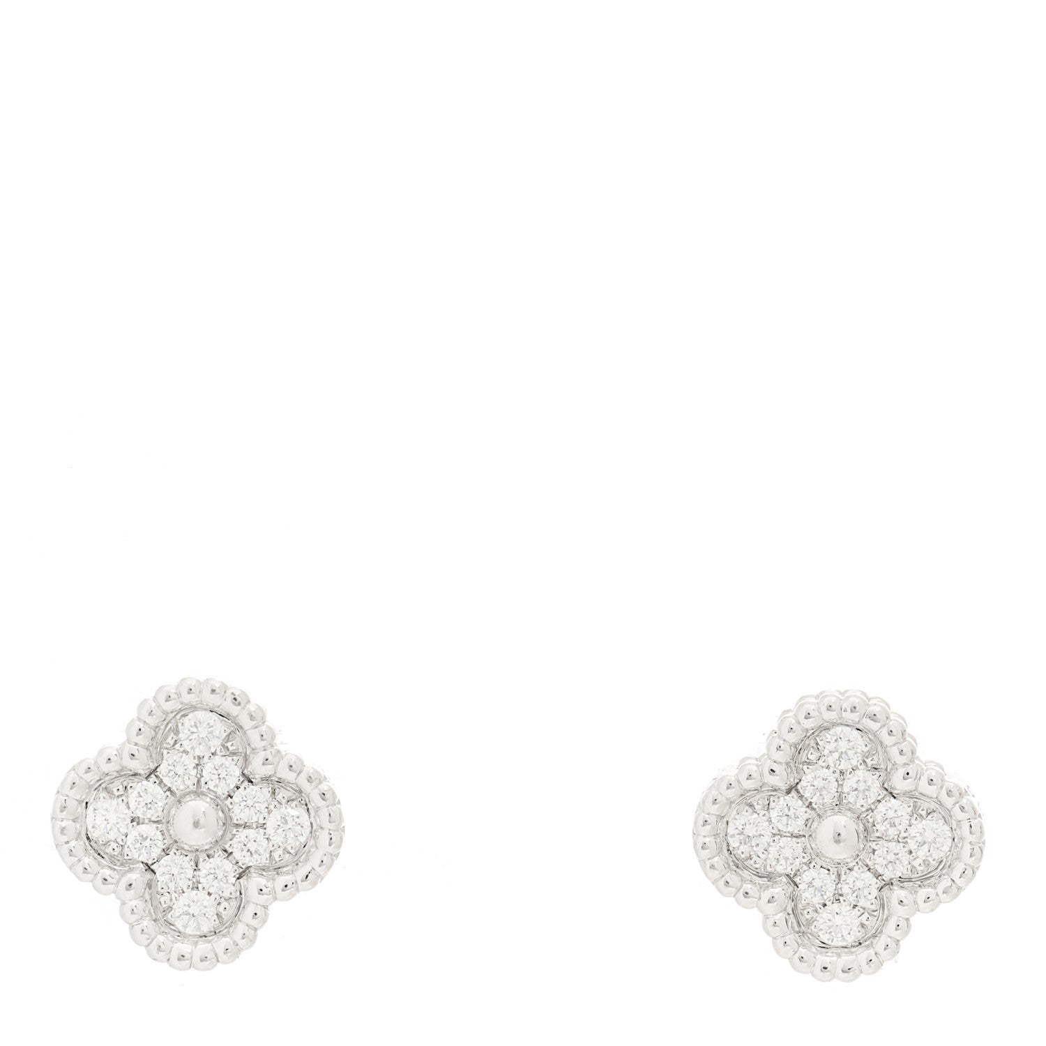 Van Cleef & Arpels 18K White Gold Diamond Sweet Alhambra Earrings 1 of 5