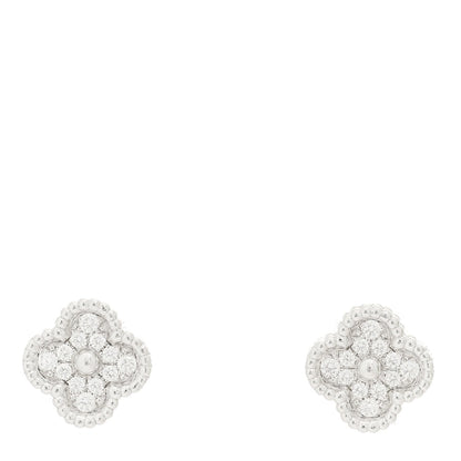 Van Cleef & Arpels 18K White Gold Diamond Sweet Alhambra Earrings 1 of 5